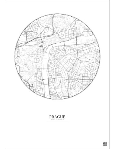 Prague City Map Poster 2.5km | Gravura – Light background
