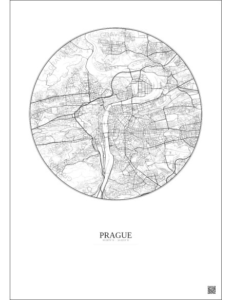 Prague City Map Poster 6km | Gravura – Light background