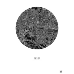 Affiche Cusco – Poster vue satellite 2.5km N&B | Gravura – Fond clair