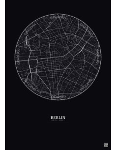 Berlin City Map Poster 2.5km | Gravura – Dark background