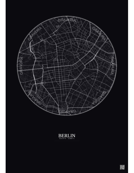Berlin City Map Poster 2.5km | Gravura – Dark background