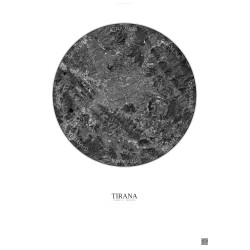 Affiche Tirana – Poster vue satellite 10km N&B | Gravura – Fond clair