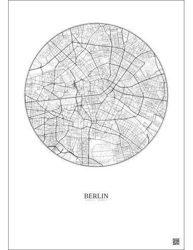 Berlin City Map Poster 6km | Gravura – Light background