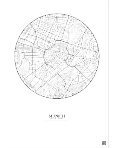 Munich City Map Poster 2.5km | Gravura – Light background