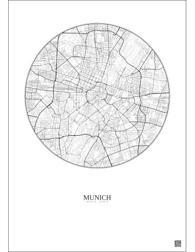 Munich City Map Poster 5km | Gravura – Light background