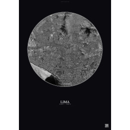 Lima Satellite View Poster 10km B&W | Gravura – Dark background
