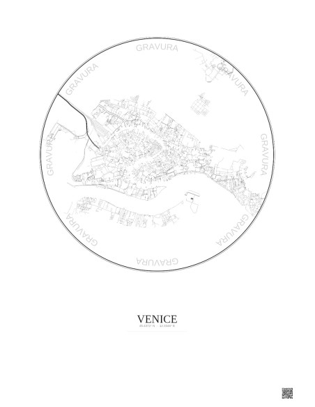 Venice City Map Poster 2.5km | Gravura – Light background