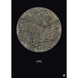 Lima Satellite View Poster 2.5km Color | Gravura – Dark background
