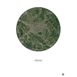 Affiche Tirana – Poster vue satellite 10km Couleur | Gravura – Fond clair