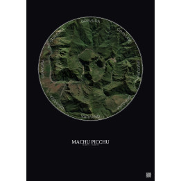 Affiche Machu Picchu – Poster vue satellite 5km Couleur | Gravura – Fond foncé