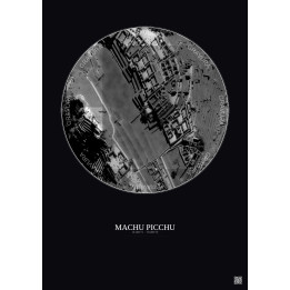 Machu Picchu Satellite View Poster 0.1km B&W | Gravura – Dark background