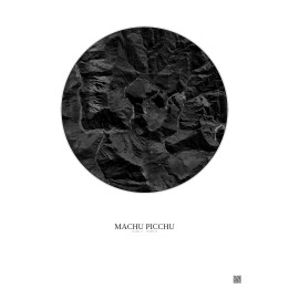 Machu Picchu Satellite View Poster 5km B&W | Gravura – Light background