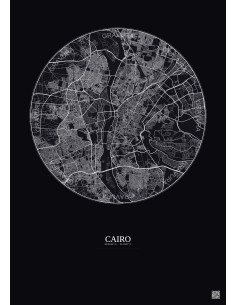 Affiche Cairo – Poster carte de ville 10km | Gravura – Fond foncé