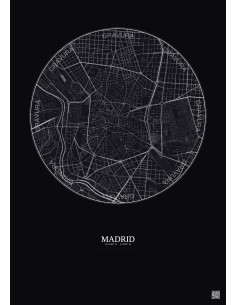 Madrid City Map Poster 2.5km | Gravura – Dark background
