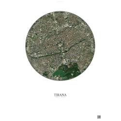 Affiche Tirana – Poster vue satellite 2.5km Couleur | Gravura – Fond clair