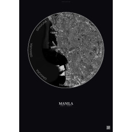 Manila Satellite View Poster 10km B&W | Gravura – Dark background