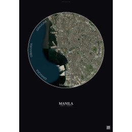 Manila Satellite View Poster 10km Color | Gravura – Dark background