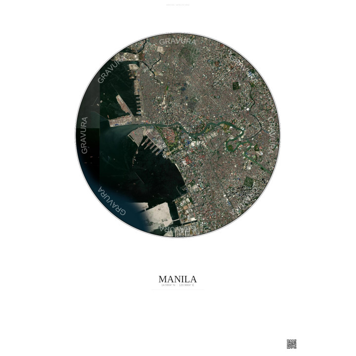 Manila Satellite View Poster 6km Color | Gravura – Light background