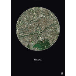 Affiche Tirana – Poster vue satellite 2.5km Couleur | Gravura – Fond foncé