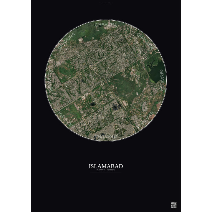 Islamabad Satellite View Poster 6km Color | Gravura – Dark background