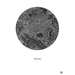 Affiche Tirana – Poster vue satellite 6km N&B | Gravura – Fond clair
