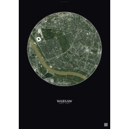 Warsaw Satellite View Poster 2.5km Color | Gravura – Dark background