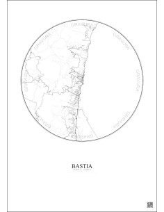 Affiche Bastia – Poster carte de ville 10km | Gravura – Fond clair