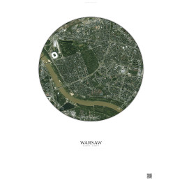 Affiche Warsaw – Poster vue satellite 2.5km Couleur | Gravura – Fond clair