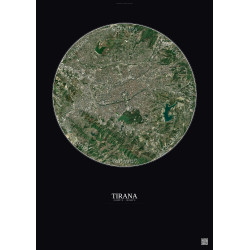 Affiche Tirana – Poster vue satellite 6km Couleur | Gravura – Fond foncé