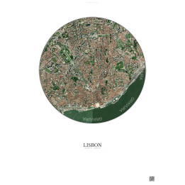 Affiche Lisbon – Poster vue satellite 2.5km Couleur | Gravura – Fond clair