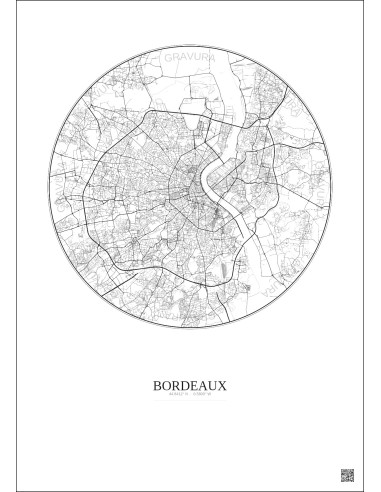 Affiche Bordeaux – Poster carte de ville 10km | Gravura – Fond clair