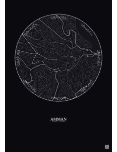 Affiche Amman – Poster carte de ville 2.5km | Gravura – Fond fon