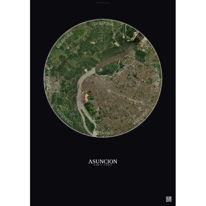 Asuncion Satellite View Poster 10km Color | Gravura – Dark background
