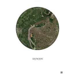 Asuncion Satellite View Poster 10km Color | Gravura – Light background
