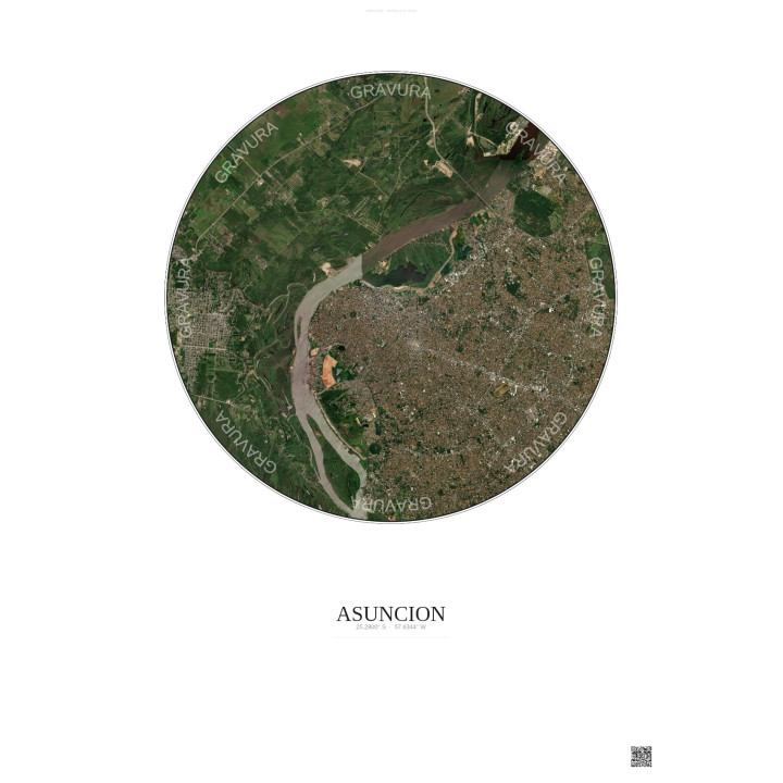 Affiche Asuncion – Poster vue satellite 10km Couleur | Gravura – Fond clair