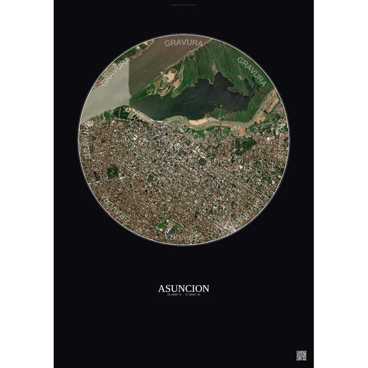 Asuncion Satellite View Poster 2.5km Color | Gravura – Dark background