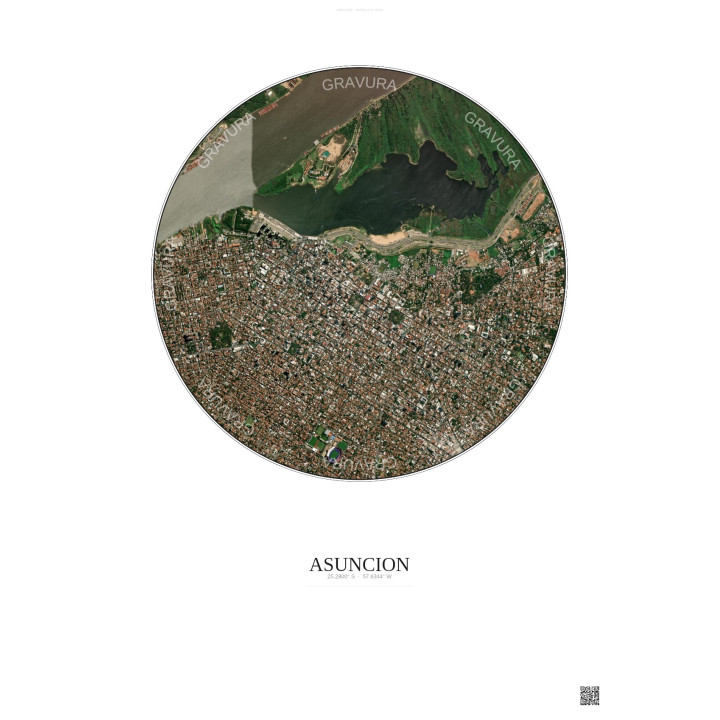 Affiche Asuncion – Poster vue satellite 2.5km Couleur | Gravura – Fond clair