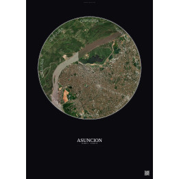 Affiche Asuncion – Poster vue satellite 6km Couleur | Gravura – Fond foncé