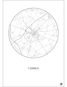 Cambrai City Map Poster 10km | Gravura – Light background