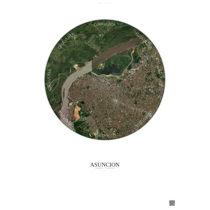 Asuncion Satellite View Poster 6km Color | Gravura – Light background