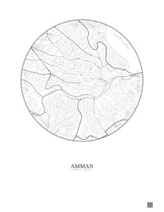 Affiche Amman – Poster carte de ville 2.5km | Gravura – Fond cla