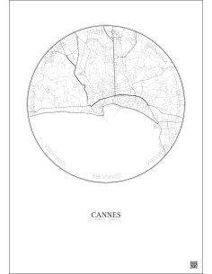 Cannes City Map Poster 2.5km | Gravura – Light background