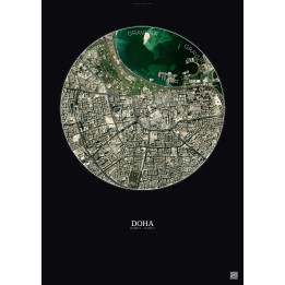 Affiche Doha – Poster vue satellite 2.5km Couleur | Gravura – Fond foncé