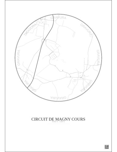 Circuit De Magny Cours City Map Poster 2.5km | Gravura – Light background