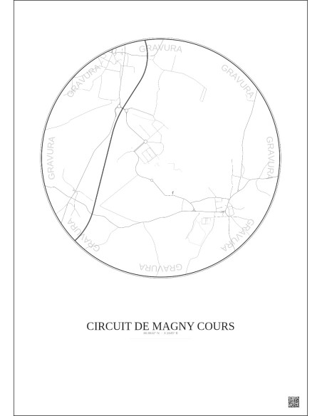 Circuit De Magny Cours City Map Poster 2.5km | Gravura – Light background