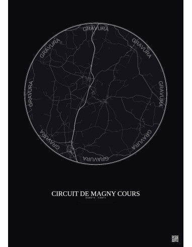 Circuit De Magny Cours City Map Poster 10km | Gravura – Dark background