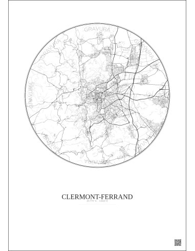 Clermont Ferrand City Map Poster 10km | Gravura – Light background
