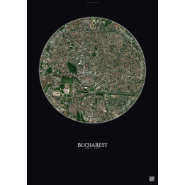 Affiche Bucharest – Poster vue satellite 2.5km Couleur | Gravura – Fond foncé