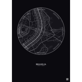Affiche Brasilia – Poster carte de ville 6km | Gravura – Fond foncé