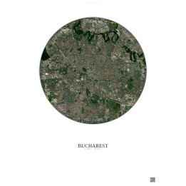 Affiche Bucharest – Poster vue satellite 6km Couleur | Gravura – Fond clair